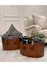 Fire Log Leather Basket, Leather Basket for Woods, Logs Storage Basket, Wood Storage Basket (It's not a pair of set, it's a single piece)