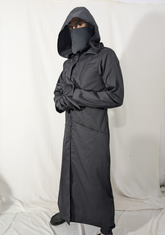 Black Hooded Darkside Overcoat, Apocalyptic Reaper Ritual Robe, Gothic Cosplay Cloak, Gunslinger Longcoat, Medieval Wizard Halloween Costume