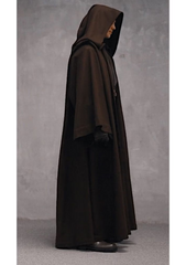 Star Wars-Inspired Hooded Jedi Cloak, Jedi Robe Costume, Brown Hooded Cosplay Halloween Cloak, Jedi-Inspired Hooded Cloak