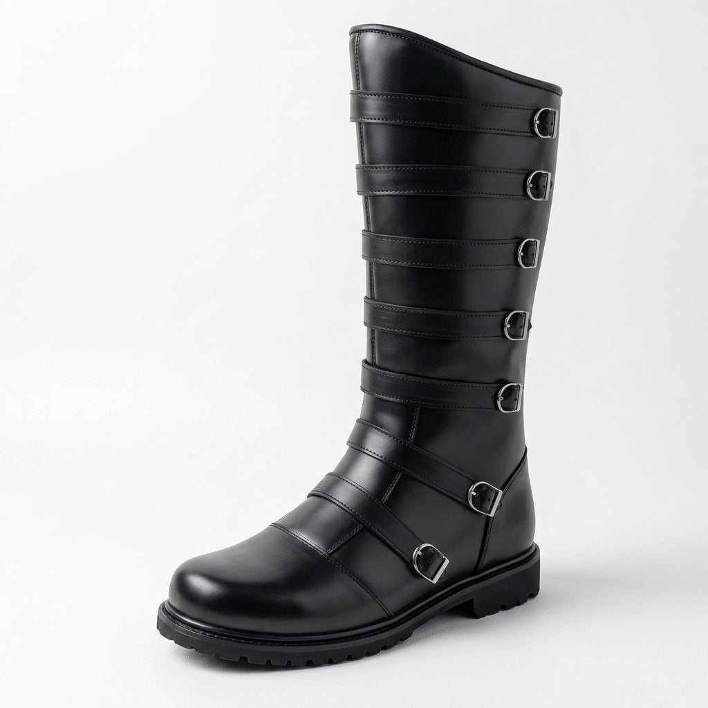 Black Leather Multi-Buckle Boots: Goth, Punk & Steampunk Footwear
