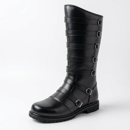Black Leather Multi-Buckle Boots: Goth, Punk & Steampunk Footwear
