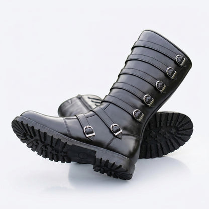 Black Leather Multi-Buckle Boots: Goth, Punk & Steampunk Footwear