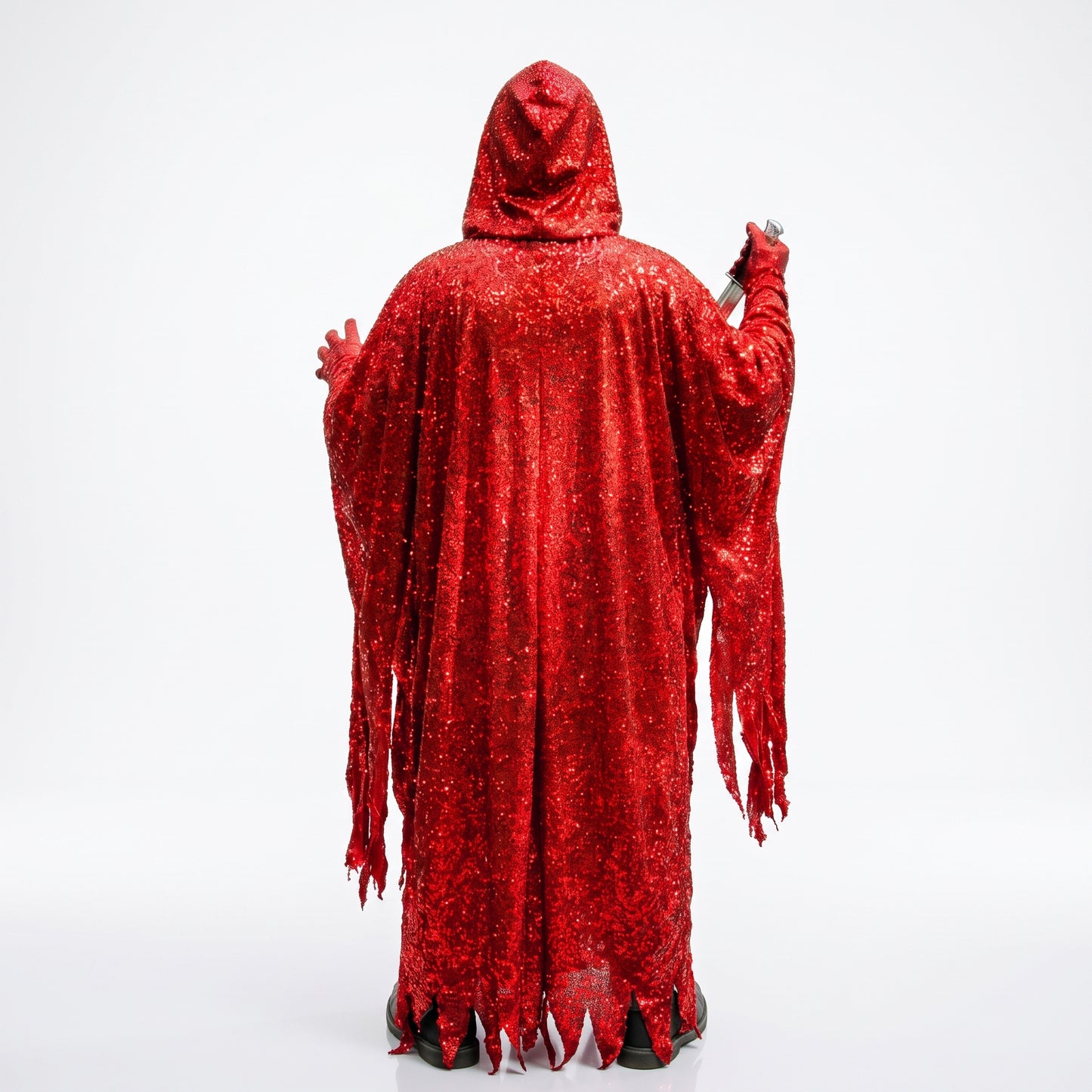Scream Robe Ghost Face Inspired Red Sparkle Robe: Full Set with Mask, Gloves & Prop Knife