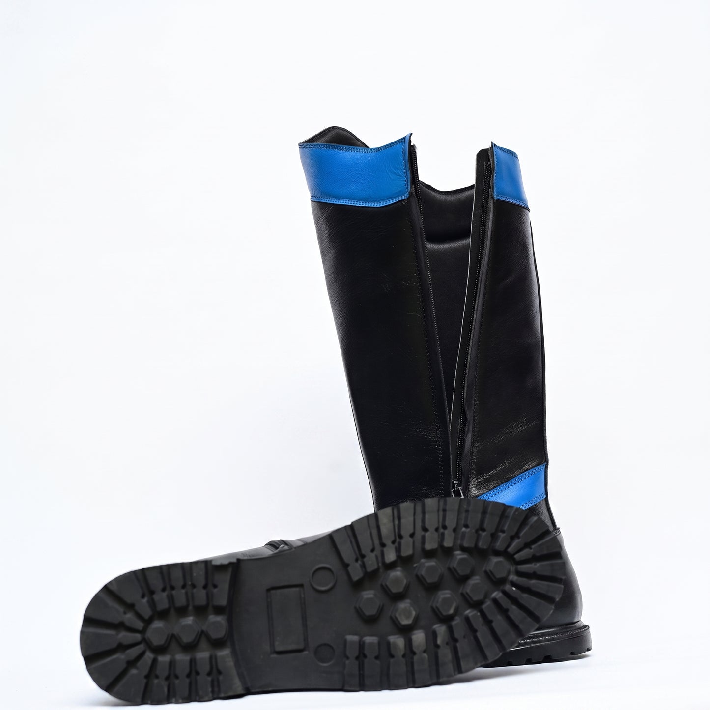 Nightwing Cosplay Boots: Black Blue Leather Superhero Combat Replica