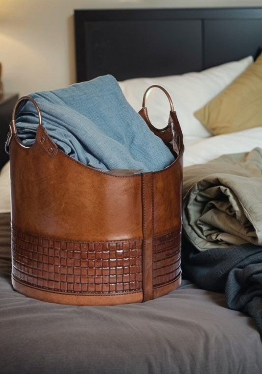 Artisan Leather Multi-Purpose Storage Basket