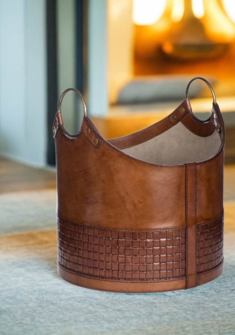 Artisan Leather Multi-Purpose Storage Basket