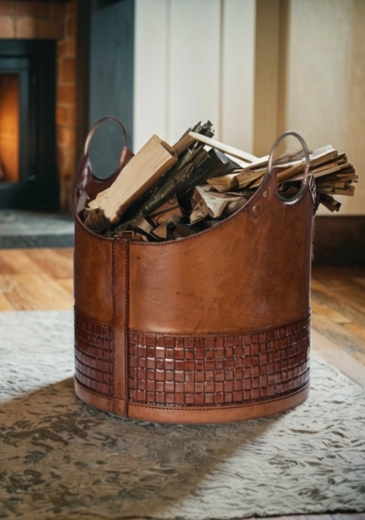 Artisan Leather Multi-Purpose Storage Basket