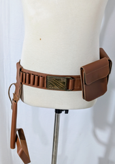 Boba Fett Leather Belt with Utility Pouch and Holster, Bounty Hunter Costume Belt, Boba Fett Utility Belt for Cosplay and LARP