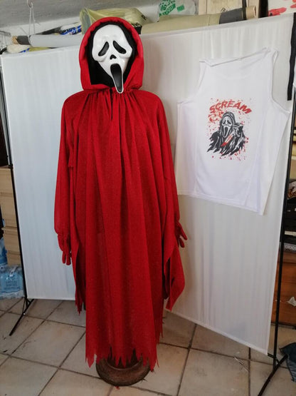 Scream Robe Ghost Face Red Sparkle Robe