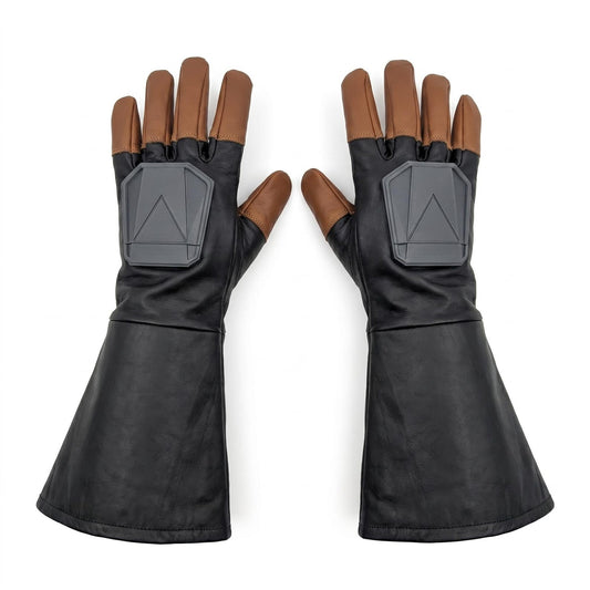 Boba Fett Gloves Mandalorian Armor Gauntlets with 3D Armor Plate Screen Accurate Star Wars Bounty Hunter Leather Cosplay Costume Prop