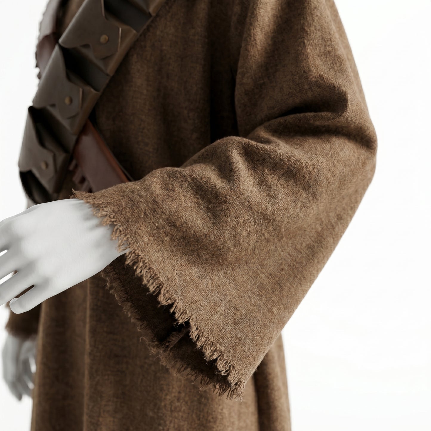 Jawa Inspired Desert Scavenger Costume | Handmade Jute Robe with Dual Leather Bandoliers | Star Wars Inspired Cosplay Outfit