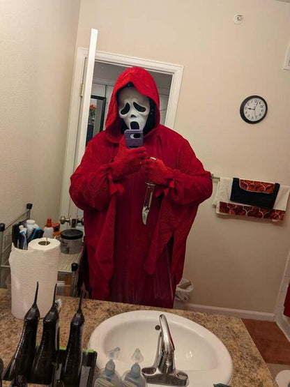 Scream Robe Ghost Face Red Sparkle Robe