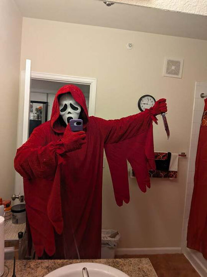 Scream Robe Ghost Face Red Sparkle Robe